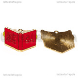 Ciondolo Libro Harry Potter in metallo dorato smaltato rosso 25x24mm