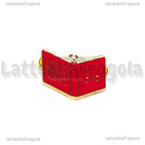 Ciondolo Libro Harry Potter in metallo dorato smaltato rosso 25x24mm