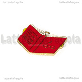 Ciondolo Libro Harry Potter in metallo dorato smaltato rosso 25x24mm