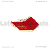 Ciondolo Libro Harry Potter in metallo dorato smaltato rosso 25x24mm
