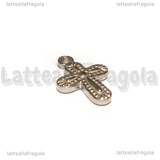 Ciondolo Croce in Acciaio Inox 19x13x2.5mm