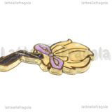 Charm Scopa in metallo dorato smaltato 29.5x9mm