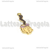 Charm Scopa in metallo dorato smaltato 29.5x9mm