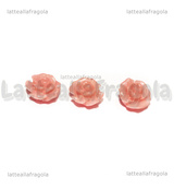 3 Rose in Madreperla sintetica rosa foro passante 6x5mm