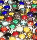 5 Connettori Tondi in Vetro e Acciaio Inox colori misti 12x7x3mm