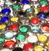 5 Connettori Tondi in Vetro e Acciaio Inox colori misti 12x7x3mm
