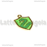Ciondolo Stemma Serpeverde di Harry Potter in metallo dorato smaltato 23x16mm