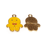 Ciondolo Gingerbread in metallo dorato smaltato 20x14mm