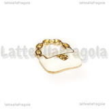 Charm Borsa in metallo argentato smaltato bianco 19.5x16mm