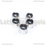 5 Sfere in metallo argentato 9.5x8mm