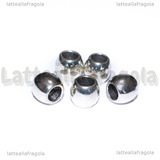 5 Sfere in metallo argentato 9.5x8mm