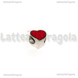 Cuore Smaltato Rosso in Acciaio Inox foro largo 11x11.5x8mm