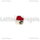 Cuore Smaltato Rosso in Acciaio Inox foro largo 11x11.5x8mm