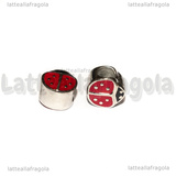 Coccinella Smaltata in Acciaio Inox  foro largo 10x11x8.5mm
