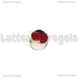 Coccinella Smaltata in Acciaio Inox foro largo 10x11x8.5mm