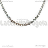 Collana in Acciao Inox maglia ovale 2.5x2x0.5mm 50cm