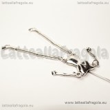 Corpo 3D bambolina in metallo argento antico 75x18mm