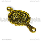 Ciondolo Specchio in metallo dorato 60x32mm