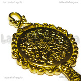 Ciondolo Specchio in metallo dorato 60x32mm