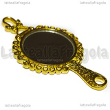Ciondolo Specchio in metallo dorato 60x32mm