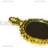 Ciondolo Specchio in metallo dorato 60x32mm