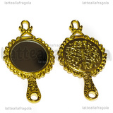 Ciondolo Specchio in metallo dorato 60x32mm