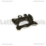 Ciondolo macchina da cucire singer in metallo argento antico 18x20mm