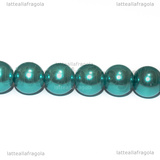20 Perle in vetro cerato azzurro 10mm