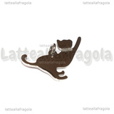 Ciondolo Gatto con collare glitter in Acciaio Inox 22x33mm