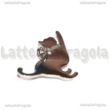 Ciondolo Gatto Effetto Specchio e Collare Glitter in Acciaio Inox 22x33mm
