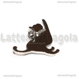 Ciondolo Gatto con collare glitter in Acciaio Inox 22x33mm