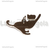 Ciondolo Gatto con collare glitter in Acciaio Inox 22x33mm