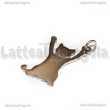Ciondolo Gatto Effetto Specchio e Collare Glitter in Acciaio Inox 32x17mm