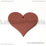 Ciondolo cuore in legno cioccolato al latte 43x40mm