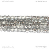 Rondelle mezzocristallo sfaccettato Cristal placcato Argento 3x2.5mm filo 37cm
