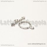 Chiusura Composta in metallo silver plated 20.5x5mm e 16x13mm