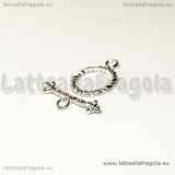 Chiusura Composta in metallo silver plated 20.5x5mm e 16x13mm