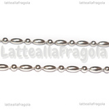 Collana in Acciaio Inox 60cm catena Riso e Pallini 2mm