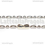 Collana in Acciaio Inox 60cm catena Riso e Pallini 2mm