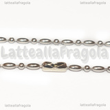 Collana in Acciaio Inox 60cm catena Riso e Pallini 2mm