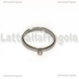 Base Anello regolabile in Acciaio Inox con anellino per charms