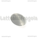 Cabochon in Occhi di Gatto bianco argento 25x18mm