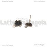 Coppia Orecchini a perno in Acciaio Inox con asola e base 6mm