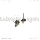 Coppia Orecchini a perno in Acciaio Inox con asola e base 6mm