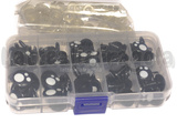 Scatola 100 Occhi Kawaii a vite in plastica con chiusura misure varie