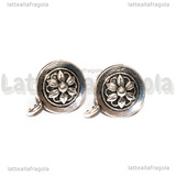 Perni lavorati Fiore in rilievo in Metallo argento antico 18x14mm
