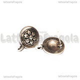 Perni lavorati Fiore in rilievo in Metallo argento antico 18x14mm