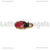 Charm Coccinella in Acciaio Inox Dorato smaltato 12x9mm