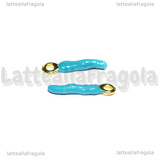 Charm Cornetto Portafortuna 3D in metallo dorato smaltato azzurro 20x4mm