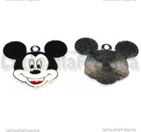 Ciondolo Topolino in metallo argentato smaltato 25x24mm
